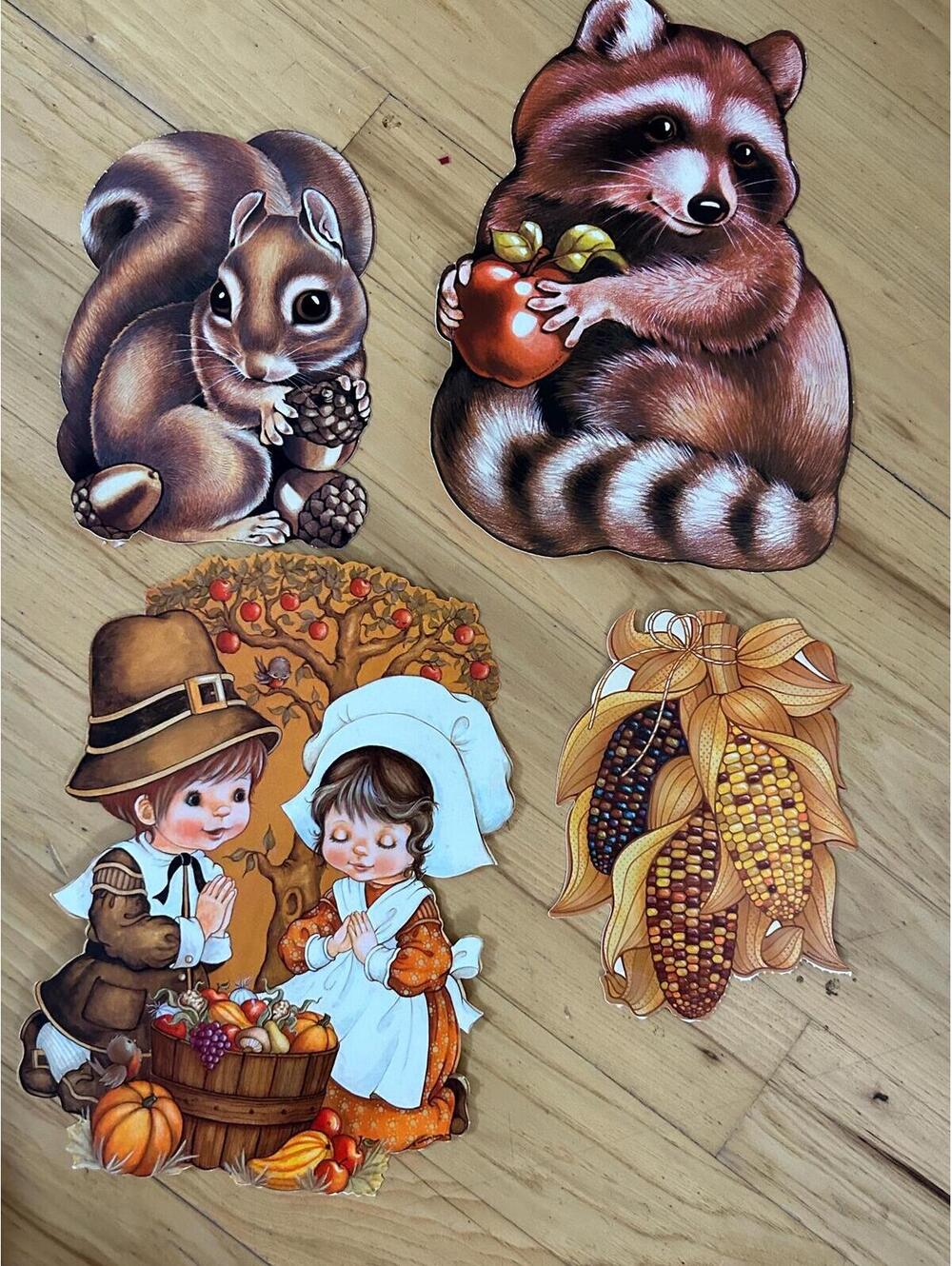 Thanksgiving/fall vtg. die cuts. Hallmark.